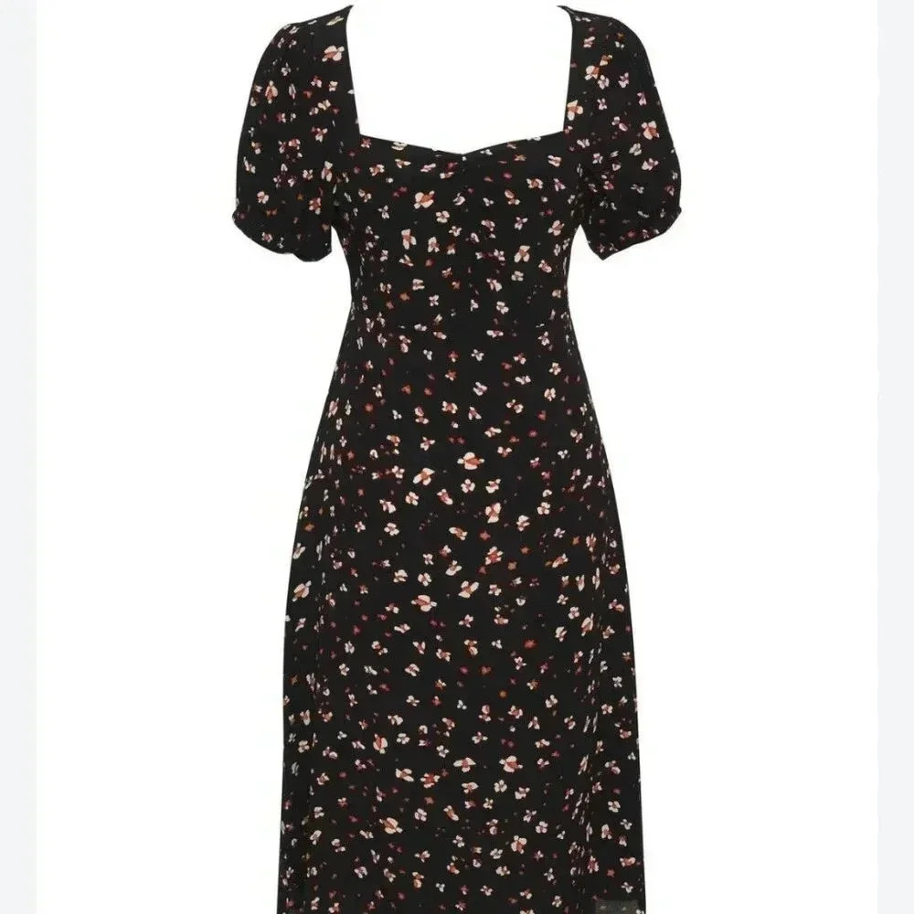 Sanctuary Size 2 Floral Tie Waist Midi Dress Cottagecore Romantic Ruffle - Picture 3 of 9